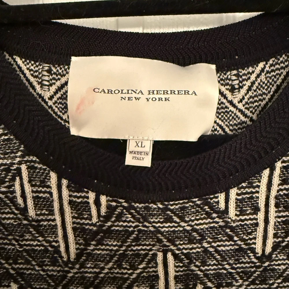 Carolina Herrera Black and White Geometric Midi Dress - Picture 2 of 2